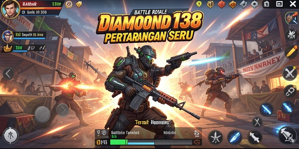 Tampilan inti gameplay <strong>DIAMOND138</strong> dengan aksi Battle Royale yang intens.