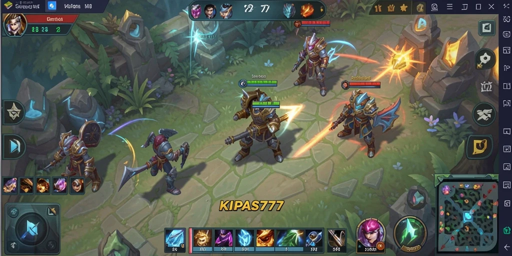 Menampilkan aksi pertarungan seru dalam gameplay MOBA KIPAS777.