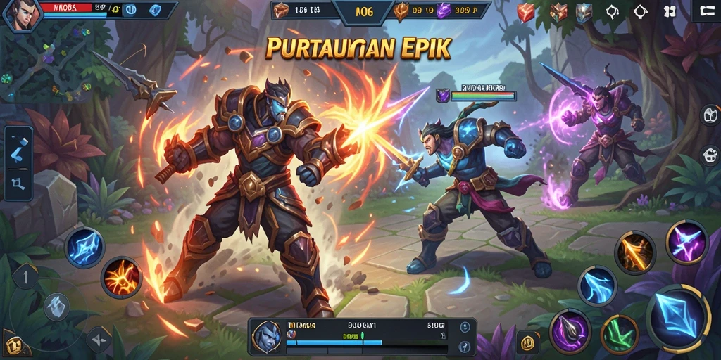 Tangkapan layar menampilkan aksi seru gameplay N06 di arena MOBA.