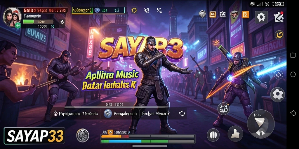 Tampilan gameplay SAYAP33 yang menarik dengan fitur musik interaktif.
