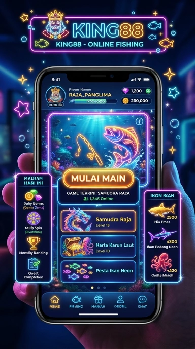Tampilan beranda aplikasi king88 yang menarik dan mudah dinavigasi.